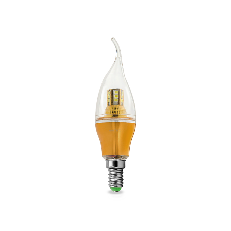 لامپ ال ای دی شمعی اشکی پایه طلایی 5 وات EDC E14
